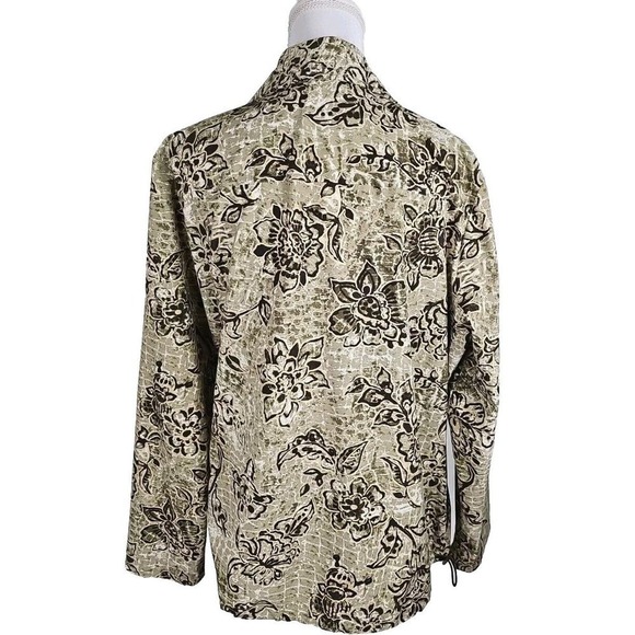 Chico's Zenergy~Woman Sz. 3(XL)~Green/Brown Floral Print Full Zip Jacket Stretch - Picture 3 of 9